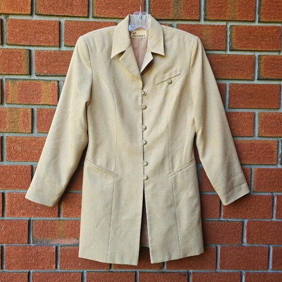 Vintage Elegant Tan Blazer and Skirt Set - Picture 3 of 11